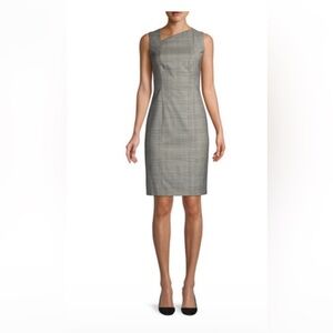 Hugo Boss sz 4 black/white plaid fully lined sleeveless knee length dress